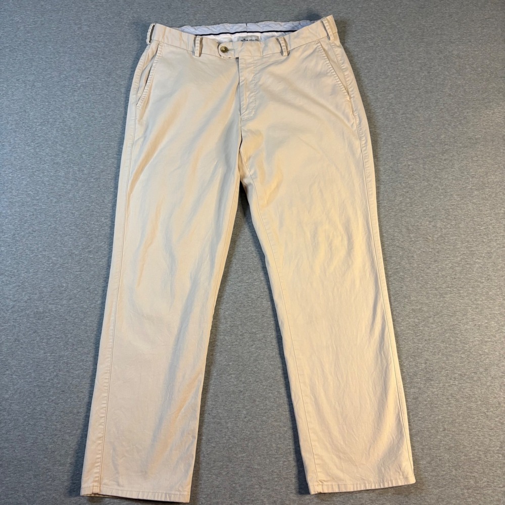 Peter Millar Mens 35 Beige Pima Cotton Spandex Chino Pants Khaki Preppy RN100308